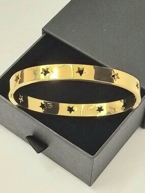 🌟 18k Gold Plated Star Bangle Gold 316L Stainless Steel Trendy Jewelry